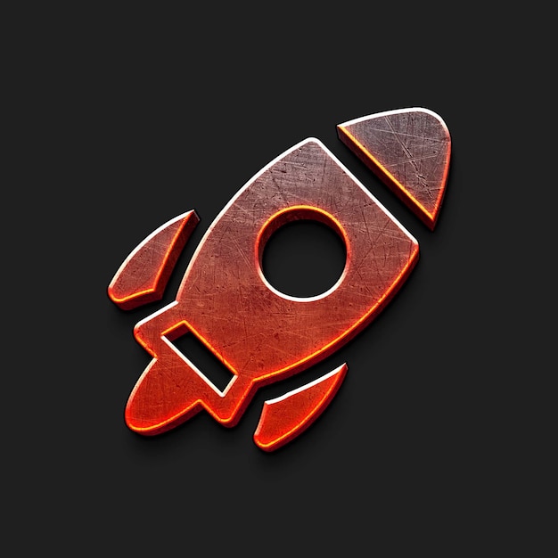 3d rocket icon PSD