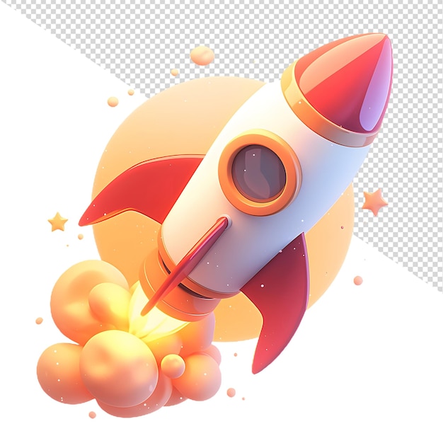 3d rocket icon for social media