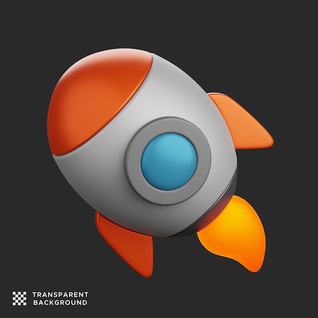 3d rocket for science and technology icon on the isolated image