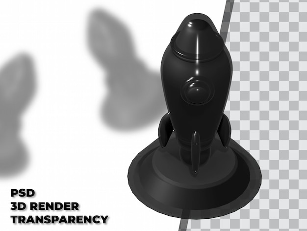 3D Rocket Trophy with Transparency Background