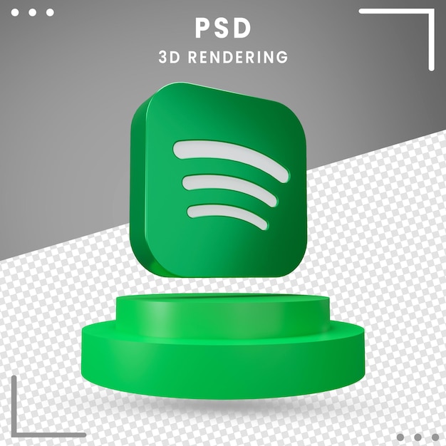 3d Rotated Icon Logo Spotify Rendering Isolated