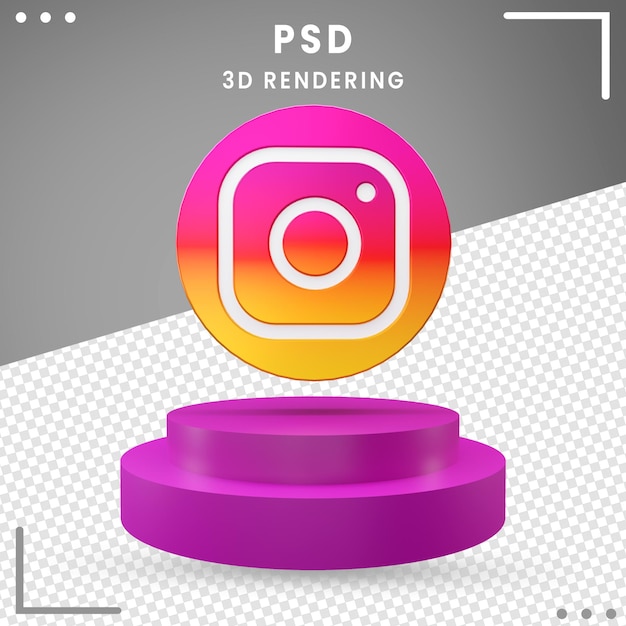 3d Rotated Logo Icon Instagram Isolated