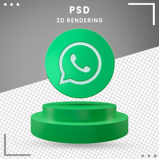 3d Rotated Logo Icon WhatsApp Design Rendering Isolated