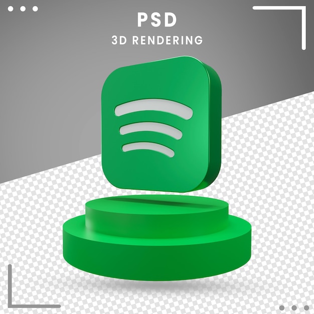 3d Rotated Logo Spotify Rendering Isolated