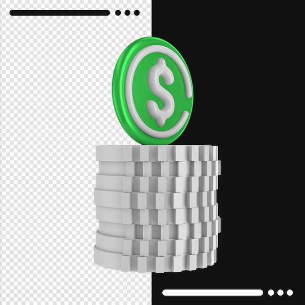 3d rotated Money and dollar in 3d rendering