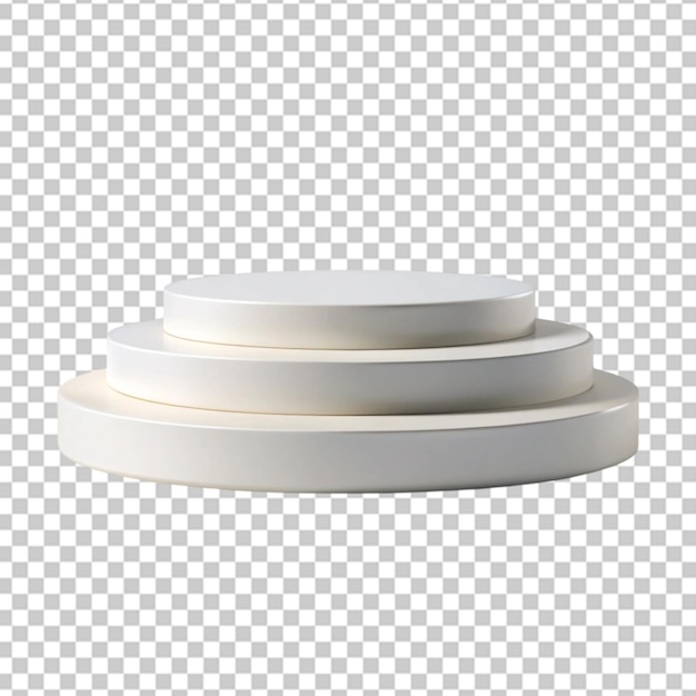 3d round silver podium Isolated on transparent background