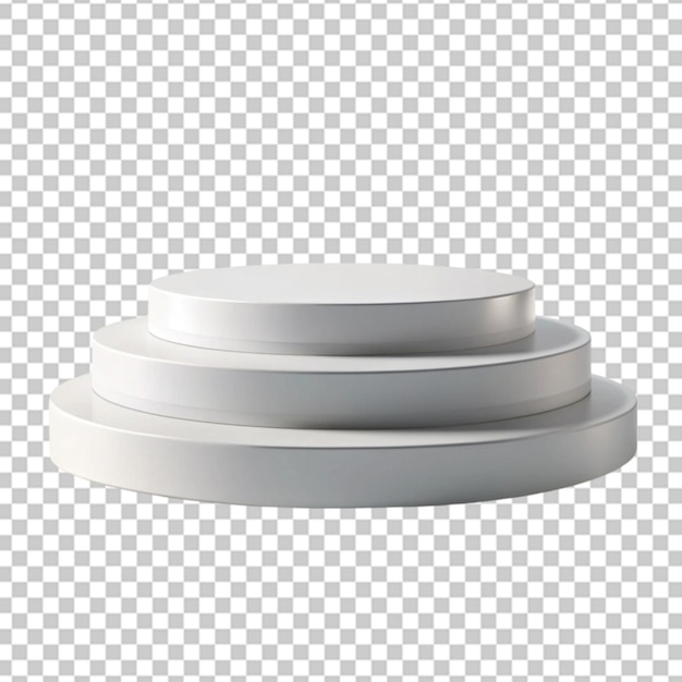 3d round silver podium Isolated on transparent background