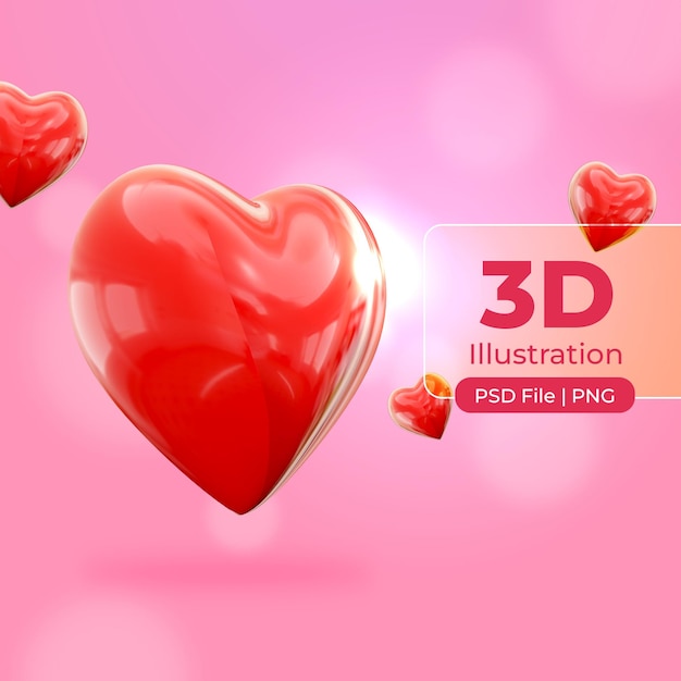 3D Rounded Heart Love