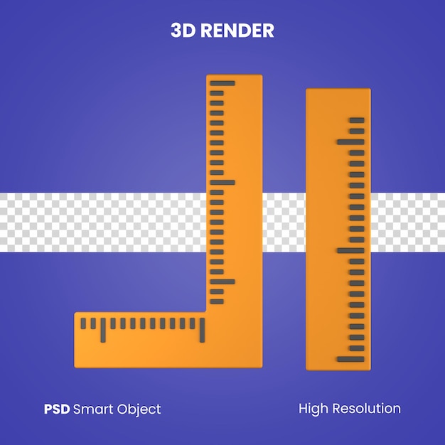 3d rulers render isolated