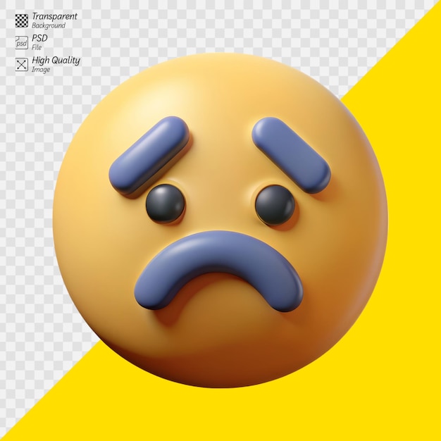 3D sad emoji with a transparent background for design