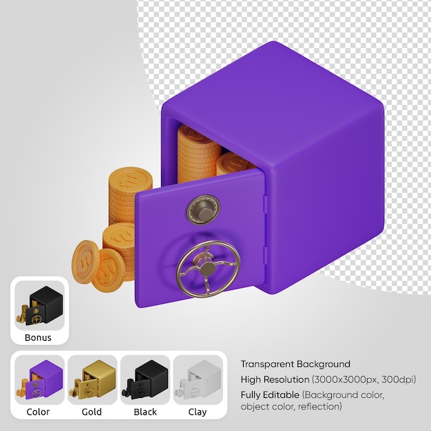 3d safe with coins