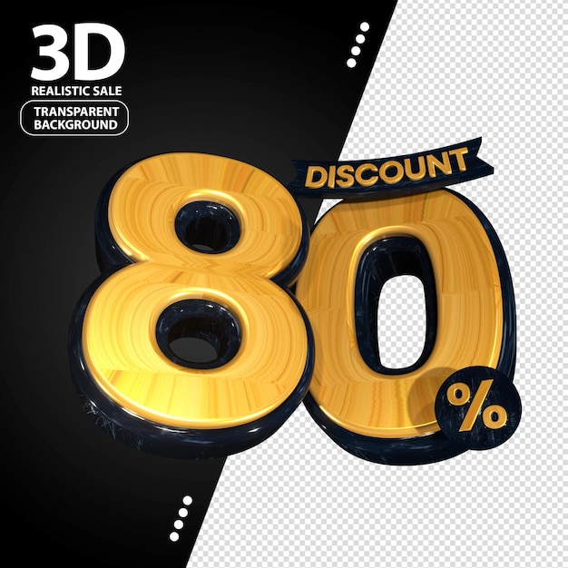 3d sales black and gold discount price tag for composition 80 percent amazing for product promotion