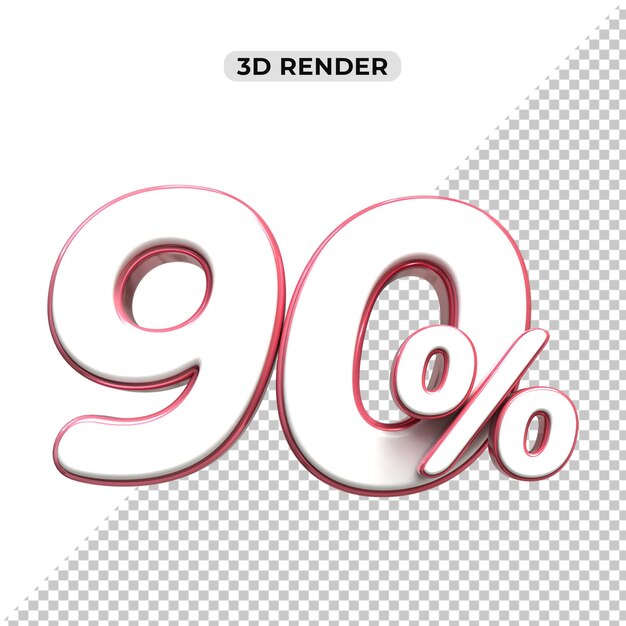 PSD 3d sales discount number 90 percentage price tag for sale promotion concept by 3d render