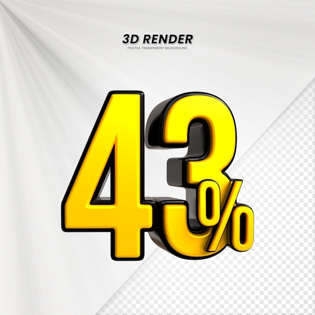 3d sales discount price tag 3d rendering for composition 43 percent number concept