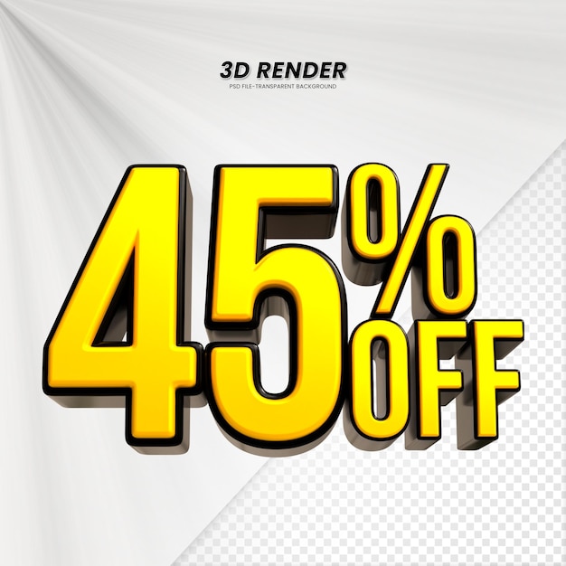 3d sales discount price tag 3d rendering for composition 45 percent number concept