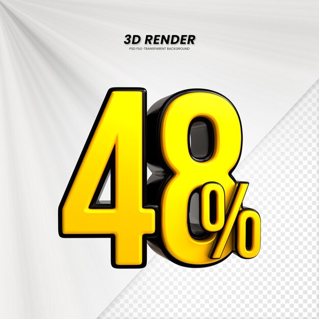 3d sales discount price tag 3d rendering for composition 48 percent number concept