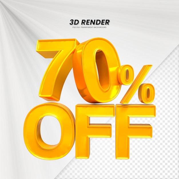 PSD 3d sales discount price tag 3d rendering for composition 70 percent number concept