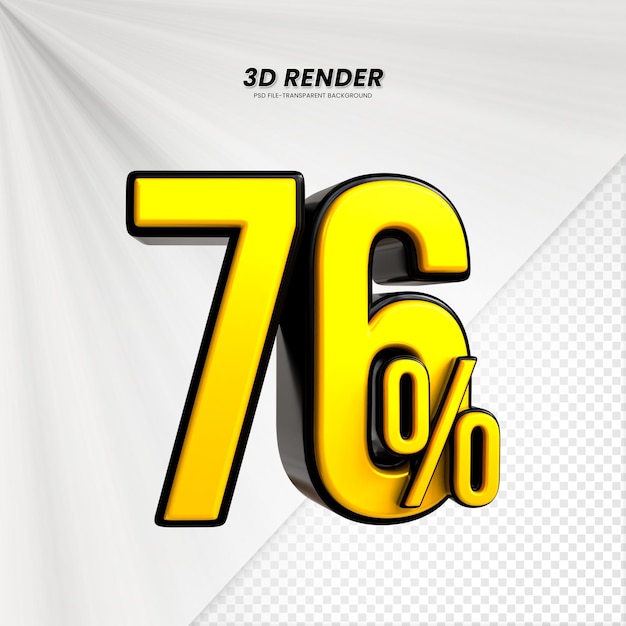 3d sales discount price tag 3d rendering for composition 76 percent number concept