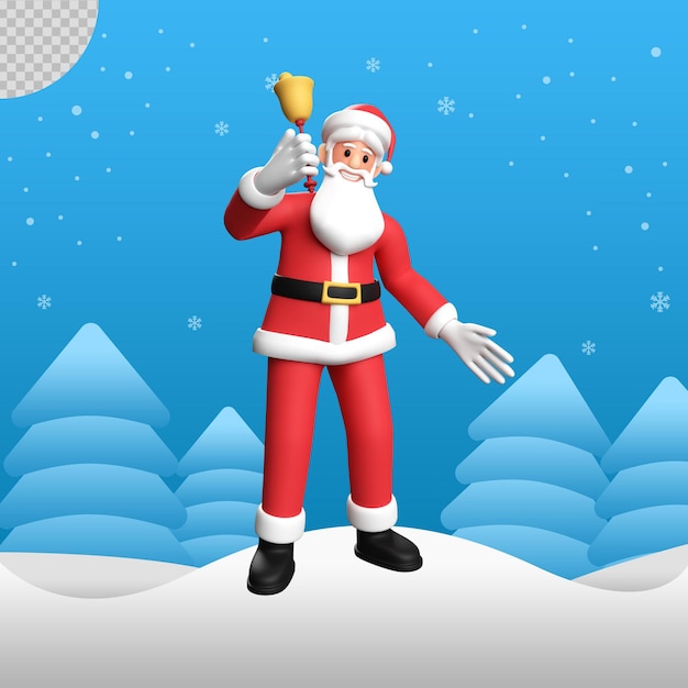 3d santa claus illustration with bells