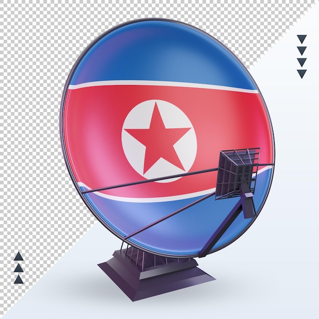 PSD 3d satellite north korea flag rendering front view