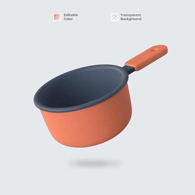 3d saucepan icon render isolated