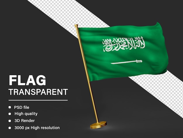 3D Saudi_Arabia flag isolated on transparent background