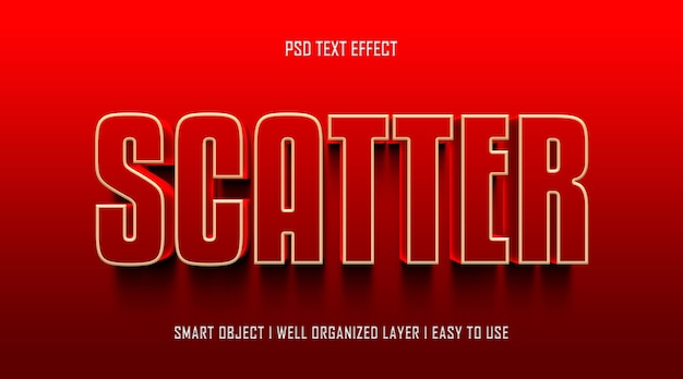 3D scatter editable text effect style