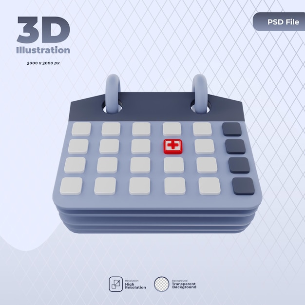 3D scheduling medical examination icon illustration