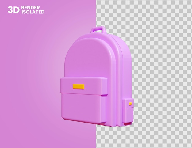 3d school bag icon isolated