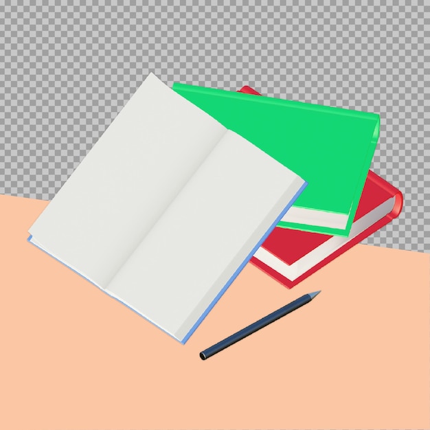 3d school book rendering design isolated