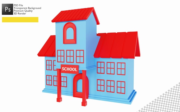 3D school building illustration design