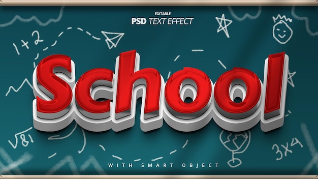 PSD 3d school fun holiday text effect editable template design