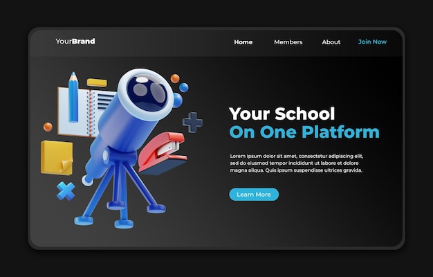 3d school items landing page