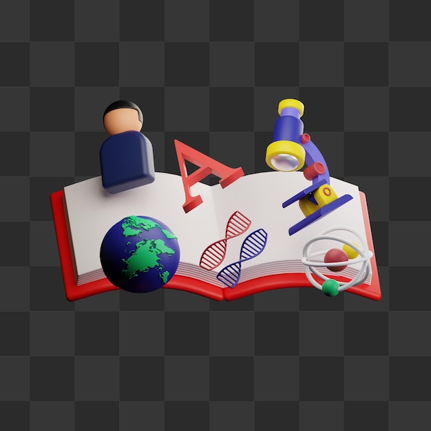 3d science study book illustration