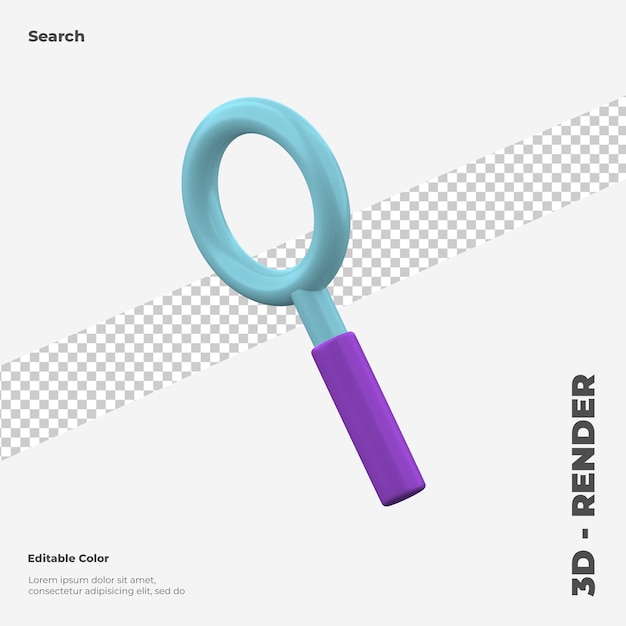 3d search icon mockup isolated