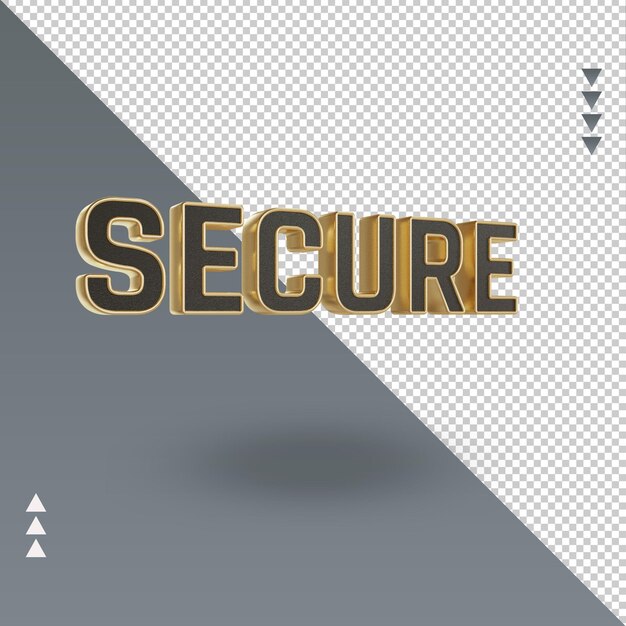 3d Secure black gold text rendering left view