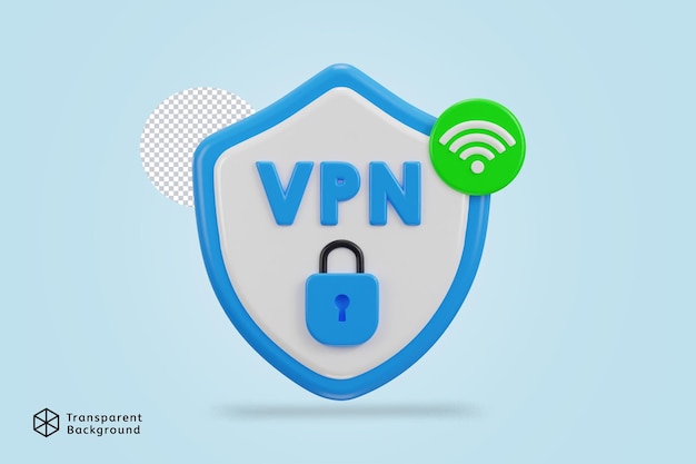 PSD 3d secure vpn network with padlock icon vector illustration