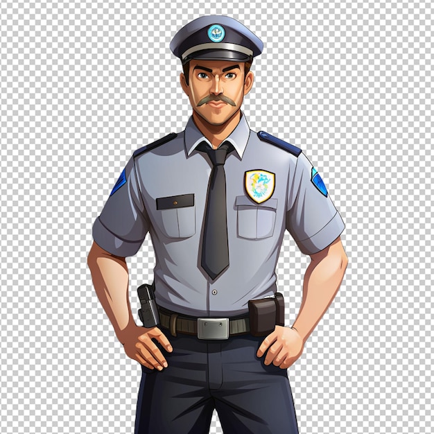 3d security guard on transparent background