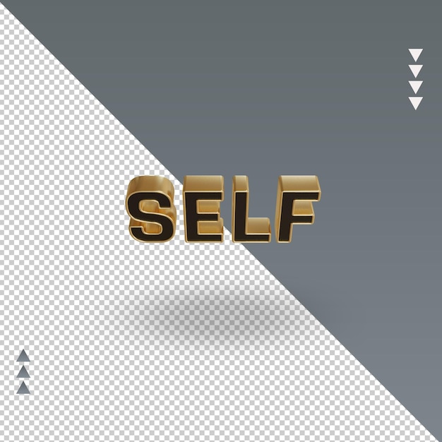 3d Self black gold text rendering Top view