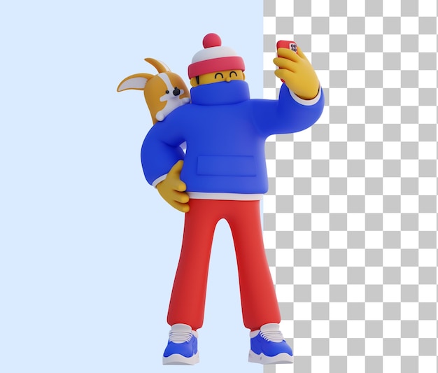 3D selfie boy character