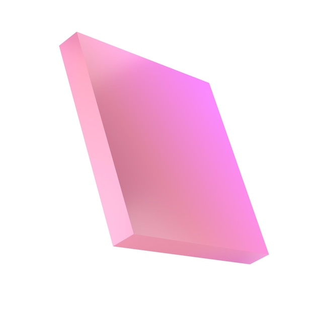 PSD 3d shape abstract metal rectangle geometric realistic glossy pink and lilac gradient luxury template decorative design illustration minimalist bright rectangle mockup isolated transparent png