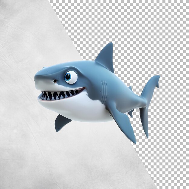 PSD 3d shark fish isolated on transparent background