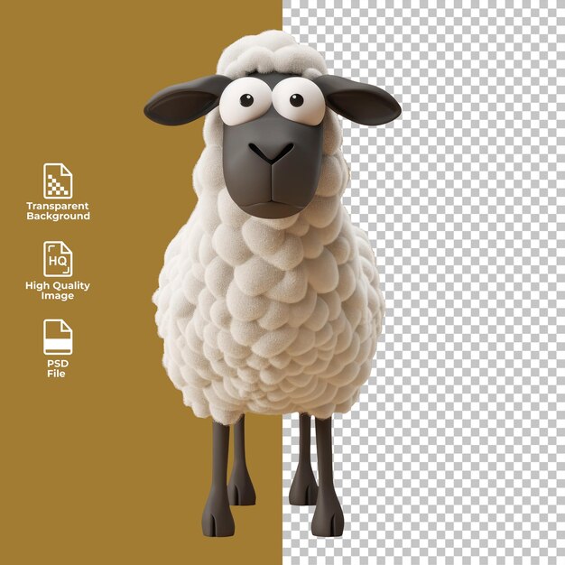 PSD 3d sheep isolated on transparent background