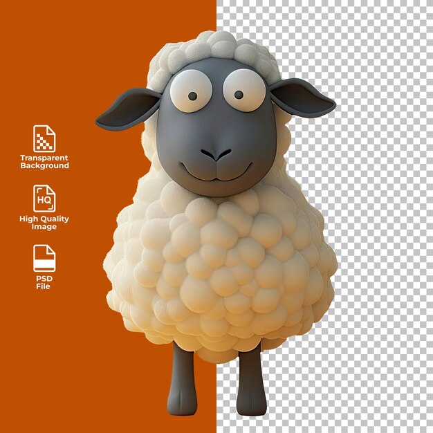 PSD 3d sheep isolated on transparent background