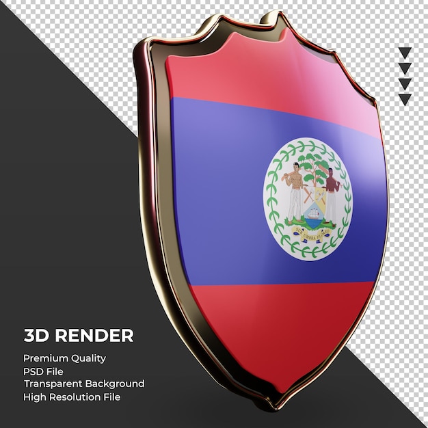 3d shield Belize flag rendering left view