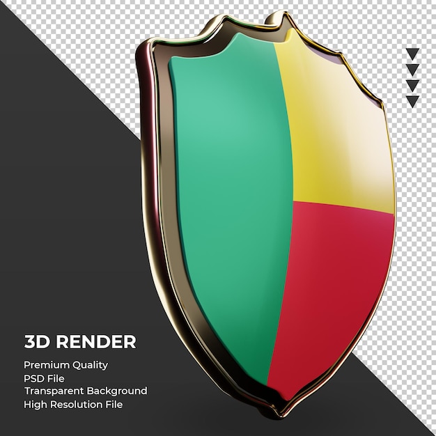 3d shield Benin flag rendering left view