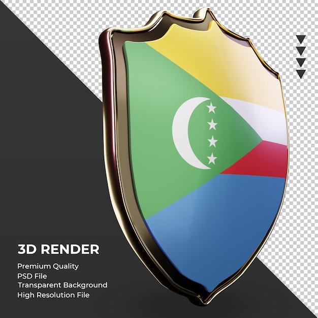 3d shield Comoros flag rendering left view