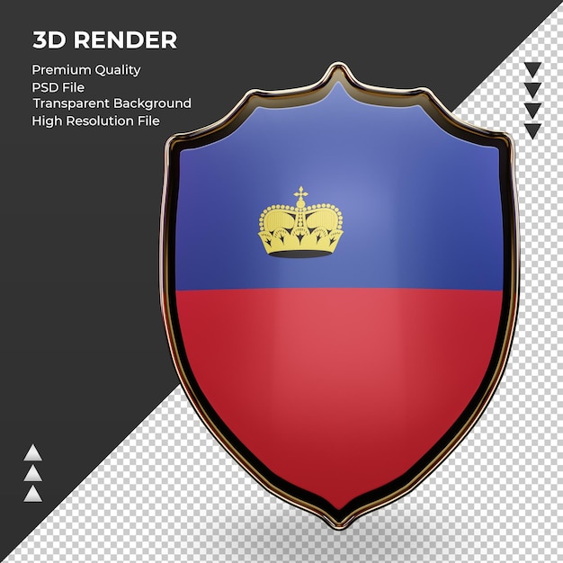 3d shield Liechtenstein flag rendering front view