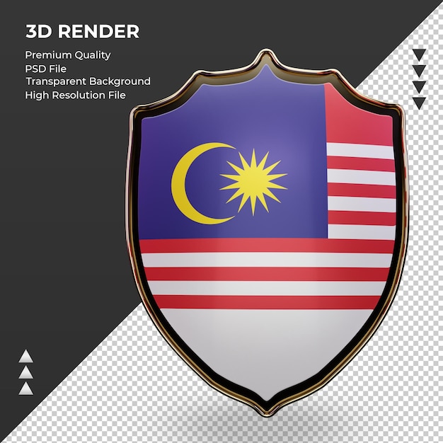 3d shield Malaysia flag rendering front view