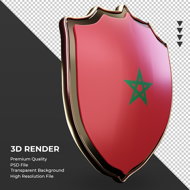 3d shield Morocco flag rendering left view